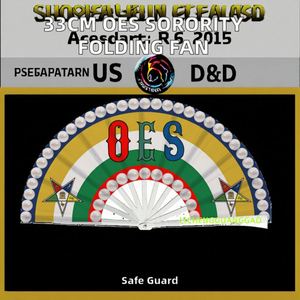 Grand éventail pliant en plastique de 33 cm pour la Sororité Order of the Eastern Star, avec design personnalisé en perles, à fermeture par claquetement, portable pour la danse - Product Image 3