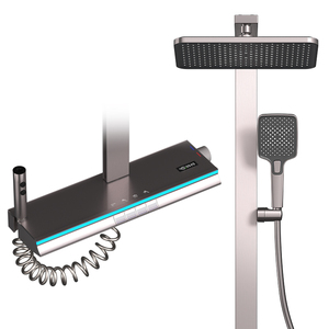Sistema de <span class=keywords><strong>ducha</strong></span> con teclas de Piano de 4 funciones, montaje en pared, cabezal de <span class=keywords><strong>ducha</strong></span> de baño de aluminio frío y caliente con grifo de <span class=keywords><strong>ducha</strong></span> y baño de espectáculo Digital - Product Image 1