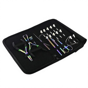 Wholesale Hair Salon Kit set with Micro Rings <b>Beads</b> Opener Closer Pliers Loop Cutting Scissor Parting Finger <b>Needles</b> Hook tools - Product Image 1