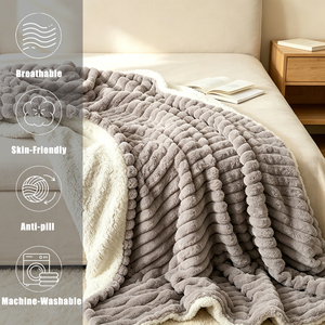 Couverture en polaire texturée popcorn personnalisée en gros, douce, chaude, épaisse, avec texture 3D bulle popcorn et peluche shaggy sherpa confortable - Product Image 4