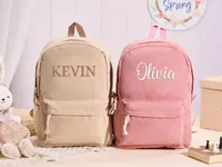 Mochila Infantil Personalizada con Nombre, Mochila Escolar de Pana para Niños