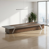 Table de réunion de direction de luxe, texture 3D, finition brillante, bureau de conseil d'administration, MDF E1, mobilier de bureau durable