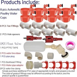 Abreuvoirs automatiques à tétine pour poulets et raccords en <span class=keywords><strong>PVC</strong></span> de 1/2 pouce, abreuvoirs pour volailles, coupelles d'eau pour poulets - Product Image 2