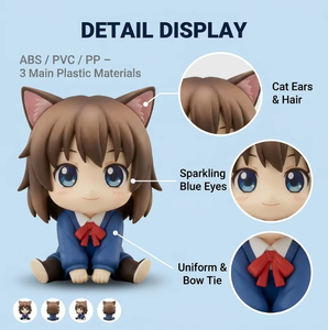 <span class=keywords><strong>Figurine</strong></span> en vinyle personnalisée, mignonne, style chibi, anime, chatte, kawaii, assise, uniforme scolaire, objet de collection - Product Image 2