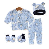 Conjunto de cinco piezas de ropa para bebé recién nacido: pelele, pantalones cortos, pantalones de manga larga, gorro y mangas para manos y pies