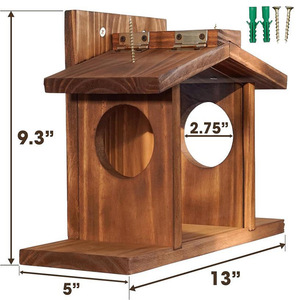 Comedero de madera para ardillas, comedero para pájaros de jardín, acabado natural, tamaño personalizable, para alimentar la vida silvestre del patio trasero - Product Image 4