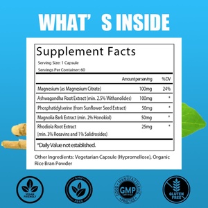 Complément alimentaire pour la santé du cortisol avec du magnésium et de l'ashwagandha pour soutenir l'humeur, la réponse équilibrée au cortisol, la relaxation et le sommeil profond - Product Image 2