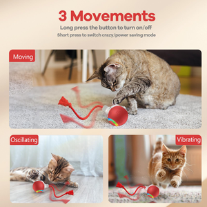 Cute Smart <b>Interactive</b> Exercise Indoor <b>Cat</b> <b>Toy</b> Automatic Moving Rechargeable ABS Silicone Ball Fast Rolling Chirping Motion Fun - Product Image 4