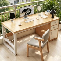 Bureau de travail compact en bois massif mélaminé, modulaire, moderne, petit bureau à domicile, armoire de rangement fermée, table d'écriture pour ordinateur