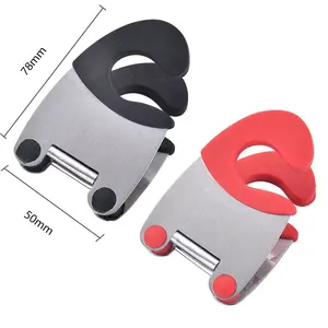 Pince à pot en silicone en acier inoxydable, pour repose-cuillère avec poignée anti-brûlure, accessoires de cuisine, 2 pièces