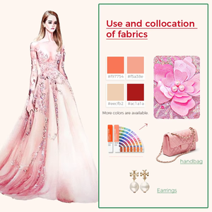 Abbagliante tessuto ricamato a mano moda abito con perline pizzo ricamo africano tessuto di pizzo per Vestidos De Novia - Product Image 2