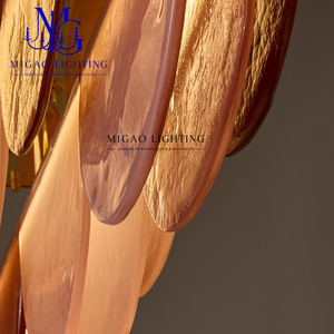 Lámpara Colgante Larga de Cristal con Diseño Festoneado en Degradado Naranja-Rosa, Estilo Vintage Francés Medieval, para Comedor, Isla de Cocina, Bar, Decoración del Hogar - Product Image 6