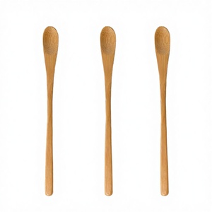 LEXDO Cuillère de style américain en bambou écologique de 16 cm avec manche en bois pour mélanger le café, le thé et le lait en poudre - Product Image 3