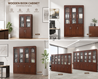 Meuble de Rangement de Bureau Tout-en-un : Organiseur avec Deux Bibliothèques à Cinq Portes, Autoportant, Verrouillable, en MDF, Design Minimaliste et Moderne