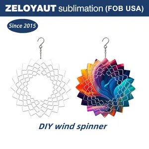 ZELOYUAT Sublimation Wind Spinner Flame Shape Double Sides Printing Sublimation Metal Blanks Wind Spinners For Gardenn