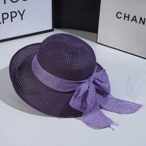 หมวกชายหาดระบายอากาศได้ดีสำหรับผู้หญิงหมวกฟางกันแดดพับได้พร้อมริบบิ้น - Product Image 6