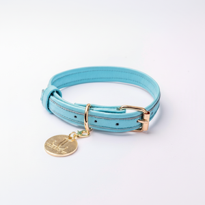 ปลอกคอสุนัขกำมะหยี่สีน้ำเงินอิตาลีแบบสั่งทำพิเศษสำหรับคนรัก พร้อมฮาร์ดแวร์เคลือบทอง - Product Image 1