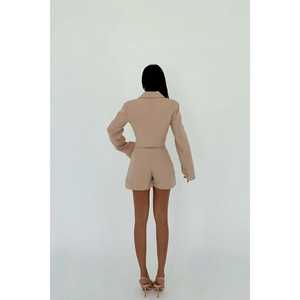 Ensemble jupe et haut pour femme, décontracté, coupe ample, hiver, avec détails boutonnés, hauts courts et longs, pantalon tissé, ceinture, 2 pièces, commande minimum - Product Image 1