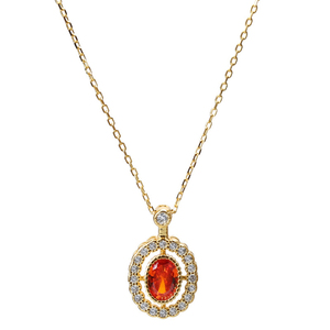 Vòng Cổ Mặt Hồng Ngọc Zircon Màu Đỏ Cho Nữ Mạ Vàng Bạc Sterling Thiết Kế Thanh Lịch - Product Image 1