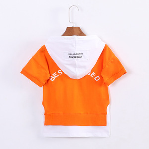 Children's Two Color Curved Hem Design Your Own T Shirt With Hood From <b>Gold</b> Supplier - Product Image 4
