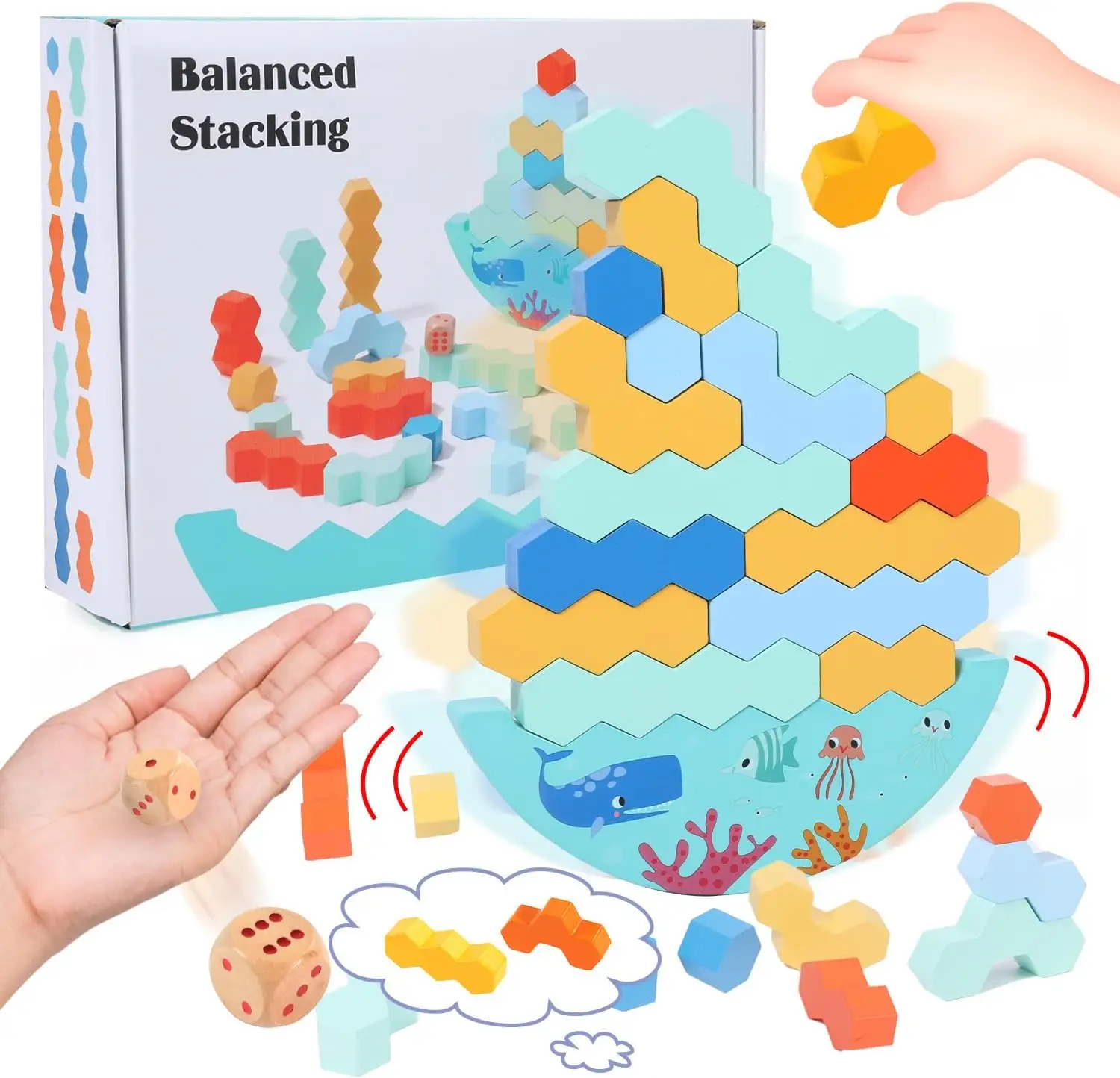Torre de madera de alta calidad equilibrio bloques apilables juego juguete equipo bloques de construcción juguete educativo Fidget juguete