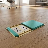 Boîtier de sol JP07 en acier inoxydable doré, double 6 pôles, type poussoir plat MF pour prise de sol