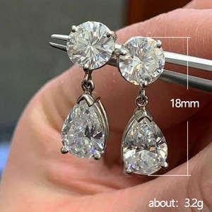 Orecchini pendenti a forma di goccia di pera per donna, eleganti gioielli con pietre scintillanti - Product Image 2