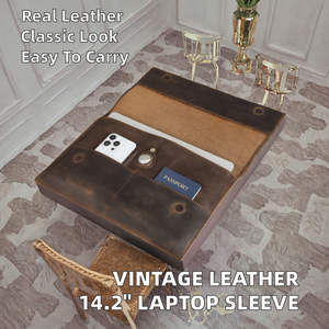 Housse d'ordinateur portable en cuir véritable Crazy Horse personnalisée avec impression par sublimation, fermeture magnétique anti-perte, pour hommes, style vintage - Product Image 2