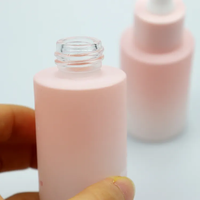Flacon compte-gouttes en verre rose dégradé de 30 ml, vide, pour sérum cosmétique, essence, flacon en verre pour soins de la peau, emballage personnalisé avec logo