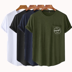 2022 di Design all'ingrosso OEM t-shirt bianche da uomo stile Hip Hop Streetwear estivo Scoop da uomo camicie <span class=keywords><strong>con</strong></span> tasca - Product Image 1