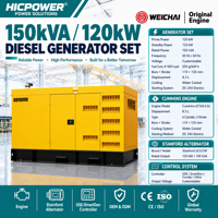 Groupe électrogène diesel silencieux Cummins 6CTA8.3-G2 de 120 kW 150 kVA, triphasé, avec capot insonorisé, démarrage à distance, prix usine