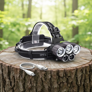 Nouvelle lampe de travail portable USB rechargeable super lumineuse pour l'extérieur, IP65, portée de 100-199 m, pour la pêche, le camping, lampe frontale en ABS - Product Image 1