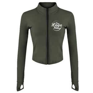 Hot Selling Zip Front Long Sleeve Fitness High Stretch Training <b>Workout</b> Athletic Sports Wear Thumb Hole Yoga <b>Jacket</b> for Women - Product Image 5