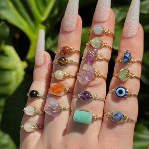 Anillos espirituales potentes de piedras preciosas en bruto, turmalina negra, aguamarina, citrino, piedras preciosas naturales en bruto, anillos envueltos en alambre - Product Image 3
