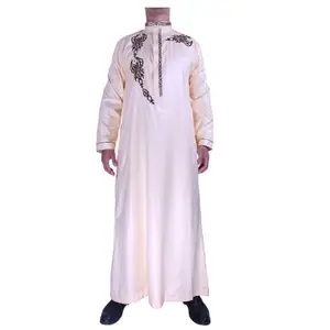 Großhandel Herren Thobe Erwachsene benutzer definierte polierte Baumwolle Luxus formell ausgestattet Hijab Grau al aseel arabische marok kanis che islamische Robe