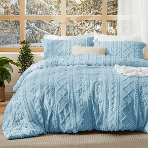 Tufted Boho Comforter thiết lập thân thiện với môi Vua kích thước với gối shams Chic thêu giường thiết lập mềm Jacquard Comforter - Product Image 4