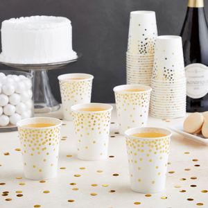 Fournitures de fête : 50 gobelets en aluminium de 9 oz – Aluminium doré à confettis - Product Image 1