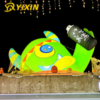 Décoration gonflable lumineuse géante pour toit de bâtiment, monstre de dessin animé à un œil, mascotte gonflable géante pour exposition