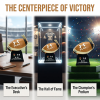 Trophée de football américain en résine personnalisée, modèle de rugby 3D, base noire, logo gravé au laser, prix de championnat sportif