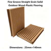 Planches de terrasse en WPC massif 140 mm x 25 mm, grain droit, rainures fines, longueur personnalisée 4000 mm, terrasse composite extérieure, jardin, extérieur