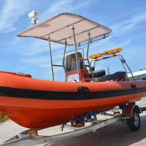 Zhenbo RIB-580D, Bote Semirrígido de 5.8m <span class=keywords><strong>con</strong></span> Consola Central, <span class=keywords><strong>Motor</strong></span> Fuera de Borda, Toldo Grande en Forma de T, Capacidad para 12 Personas, ORCA Hypalon RIB 580 - Product Image 2