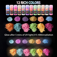 LEQU Happy And Fun - Polvo Luminoso de 12 Colores para Decoración de Uñas y Manualidades con Resina