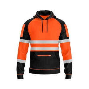 Sweat à capuche haute visibilité vêtements de travail réfléchissants vêtements de sécurité pull haute visibilité sweat à capuche à couleur bloquée vêtements de travail - Product Image 2