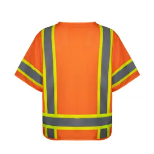 Safety Vest Logo Customization High Quality Multiple Pockets ANSI Class 3 2 Tone High Visibility Safety Vest For Construction