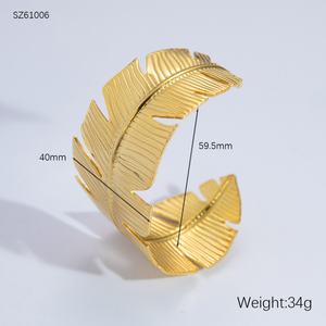 Women's Waterproof Stainless Steel Adjustable Irregular <b>Charm</b> Bracelet 18K Electroplated with Opening Trendy Style - Product Image 6