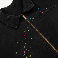 Herren Cropped Denim Jacke ODM-Lieferung Reißverschluss Punk-Stil Strass-Verzierungen Vorne Frühling/Herbst Saison TIFO Marke