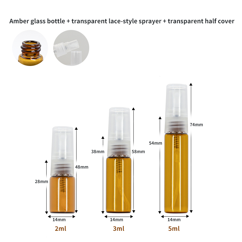 Flacon ambré + pulvérisateur dentelle transparente