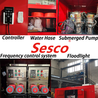 Pompe à eau diesel mobile sur remorque 500~3600m³/h, ensemble de pompe de déshydratation pour camion avec éclairage extérieur et pompe submersible