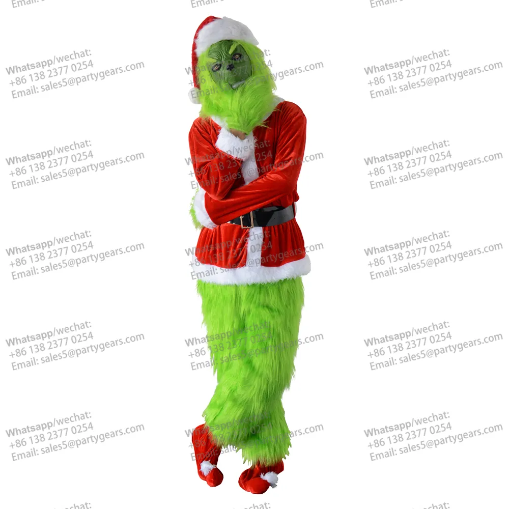 Conjunto de ropa de fiesta de Navidad, disfraz de monstruo Grinch de pelo verde