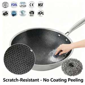 Poêle Wok en Acier Inoxydable Nid d'Abeille Antiadhésive Écologique Capacité 18L pour Cuisinières à Gaz et à Induction - Product Image 2